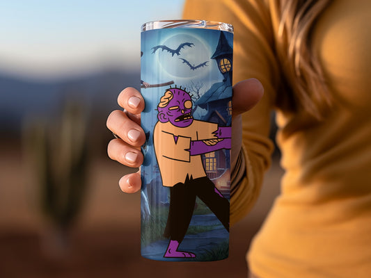 Halloween Zombie and Bats Design Travel Tumbler