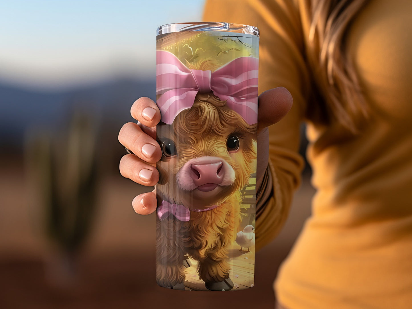 Adorable Cow With Pink Bow Tumbler Cup For Fun Drinking