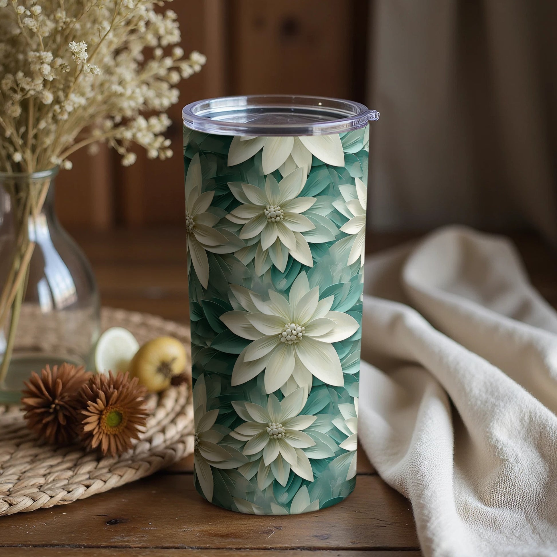 Elegant Floral Pattern Insulated Tumbler Cup Product
