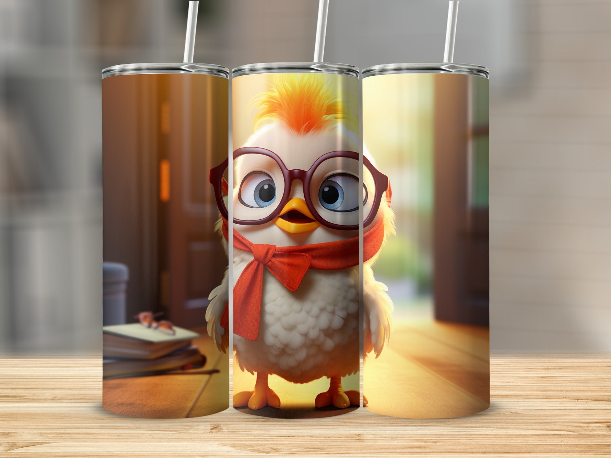 Adorable Cartoon Chick with Glasses Tumbler