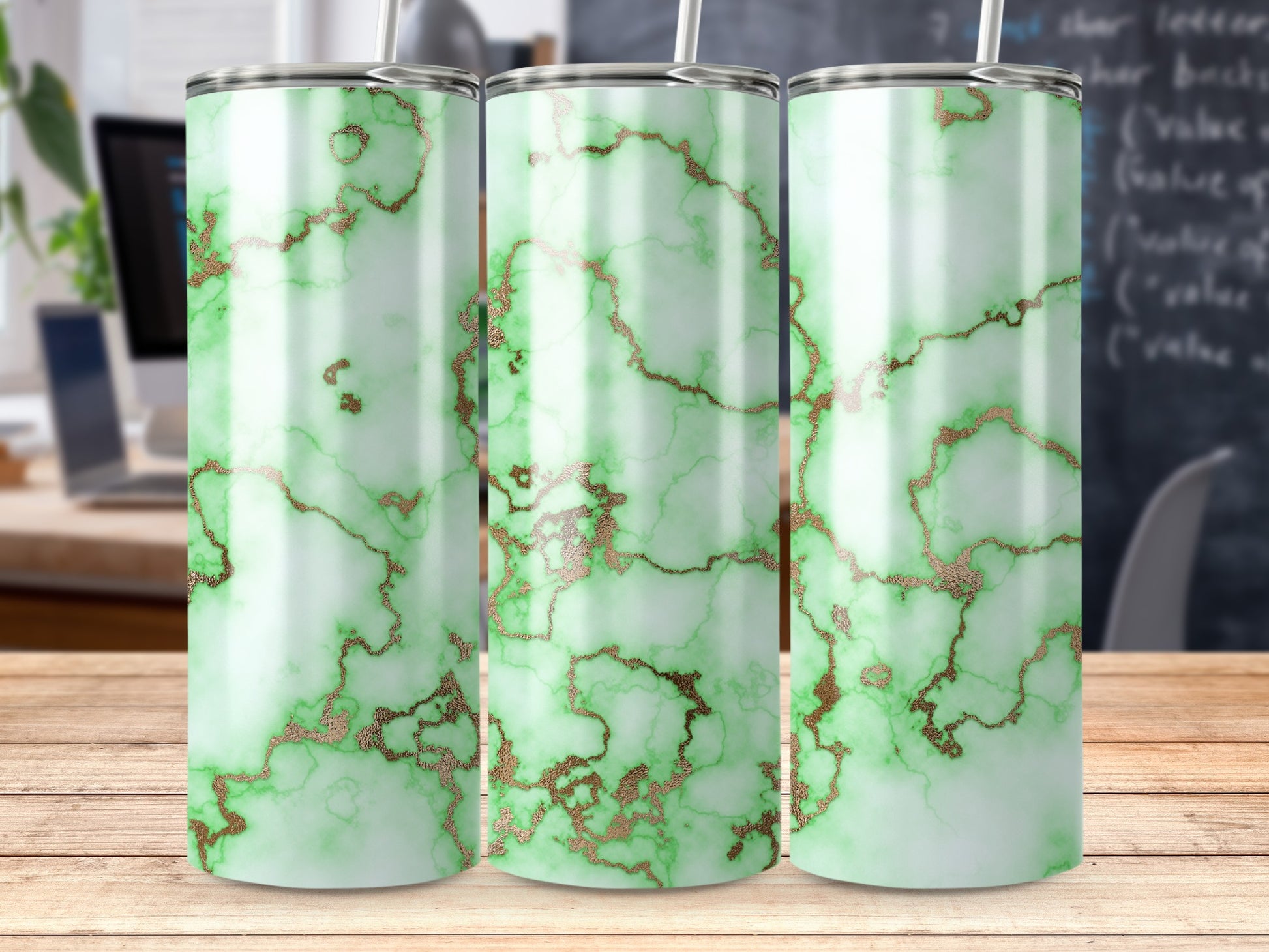 Green Marble Rose Gold Glitter Veins Tumbler product type