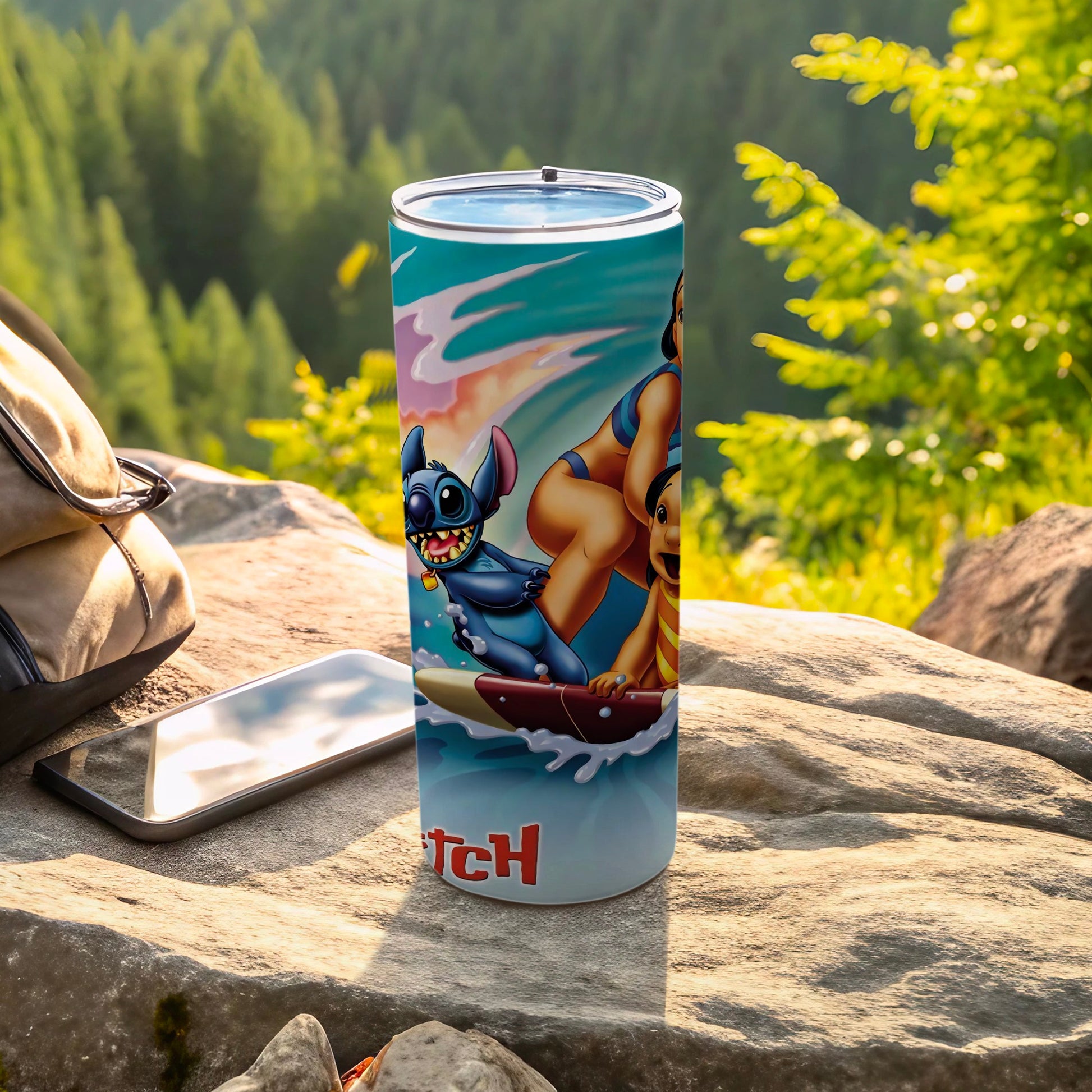 Stitch Surfing Outdoor Scene Travel Tumbler Cup