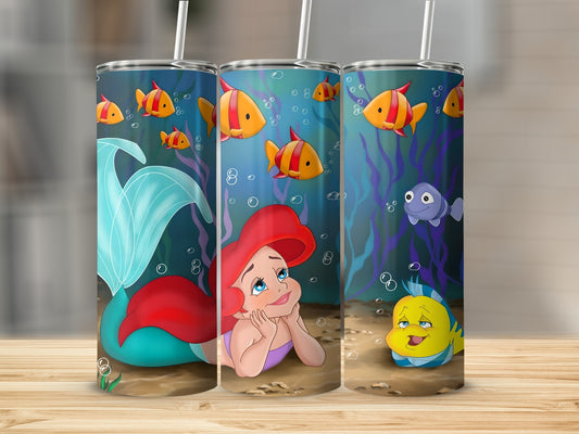 Colorful Mermaid and Fish Stainless Steel Tumbler