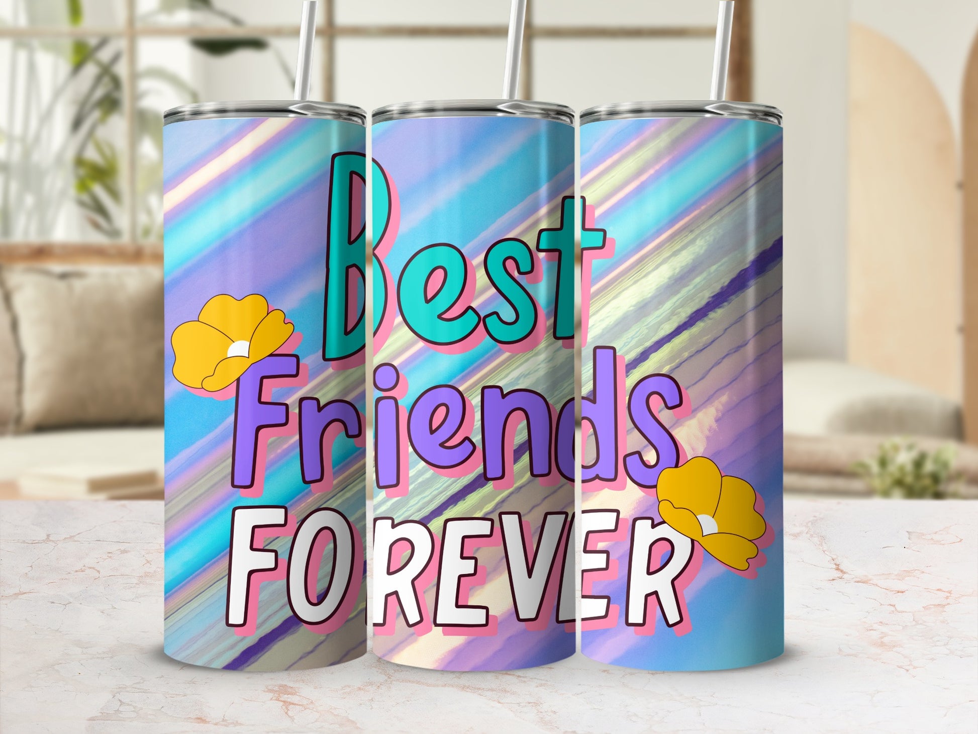 Best Friends Forever Gradient Design Travel Tumbler