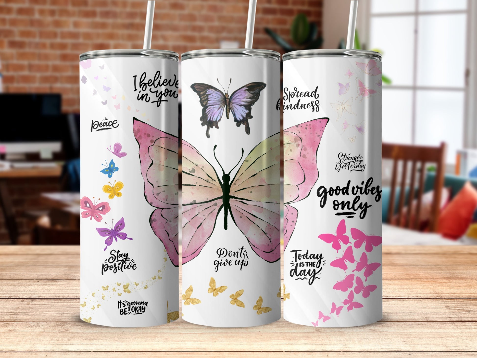 Inspirational Butterfly Designs on Tumblers