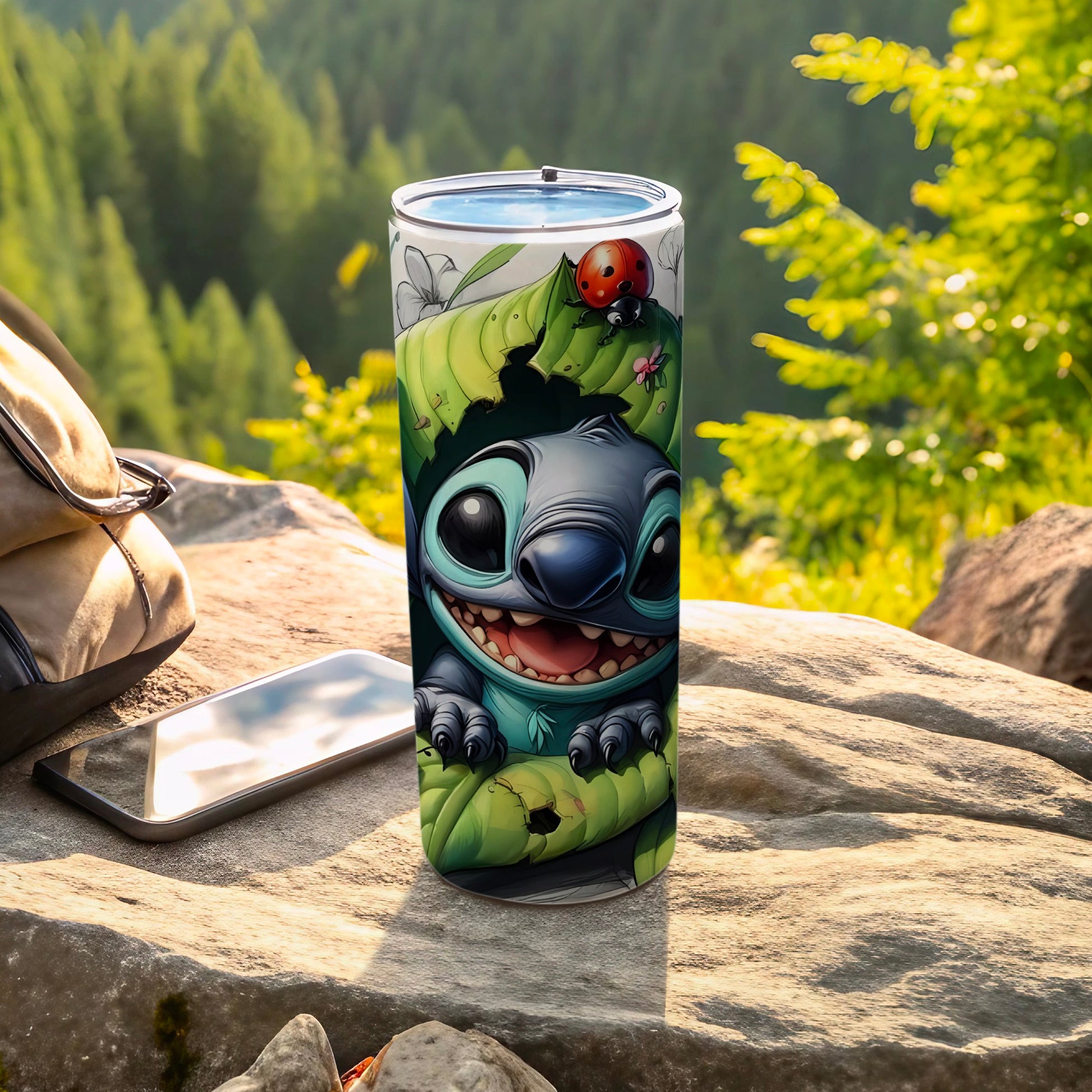 Cute Alien and Ladybug Design Tall Drinking Tumbler