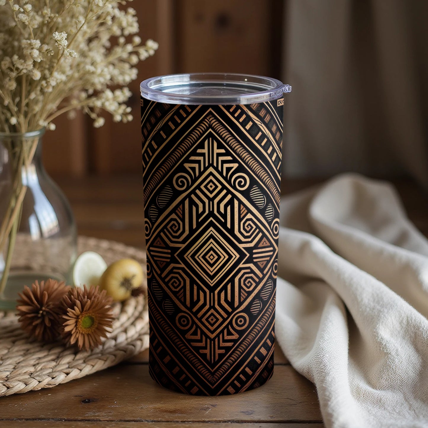 Geometric Tribal Pattern Insulated Tumbler Cup