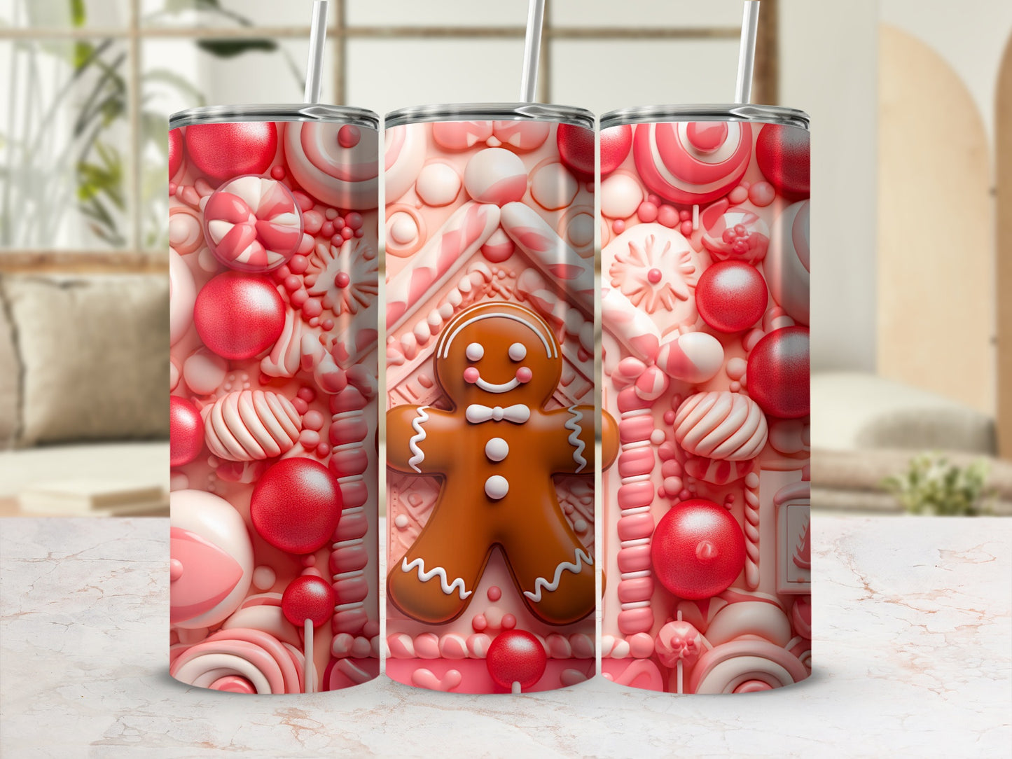 Festive Gingerbread and Candy Design Tumbler
