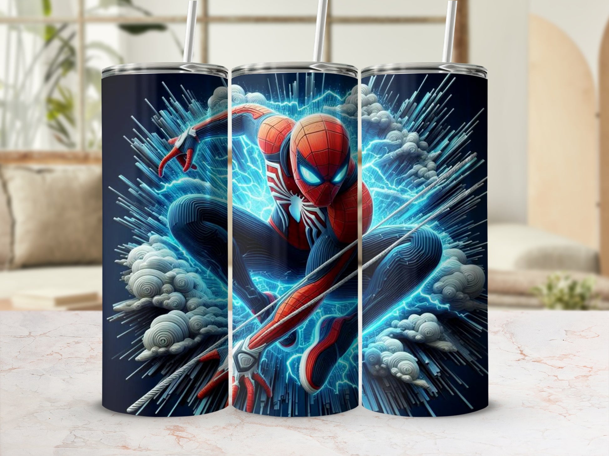 Epic Spider-Man Action Scene Tumbler Cup With Straw