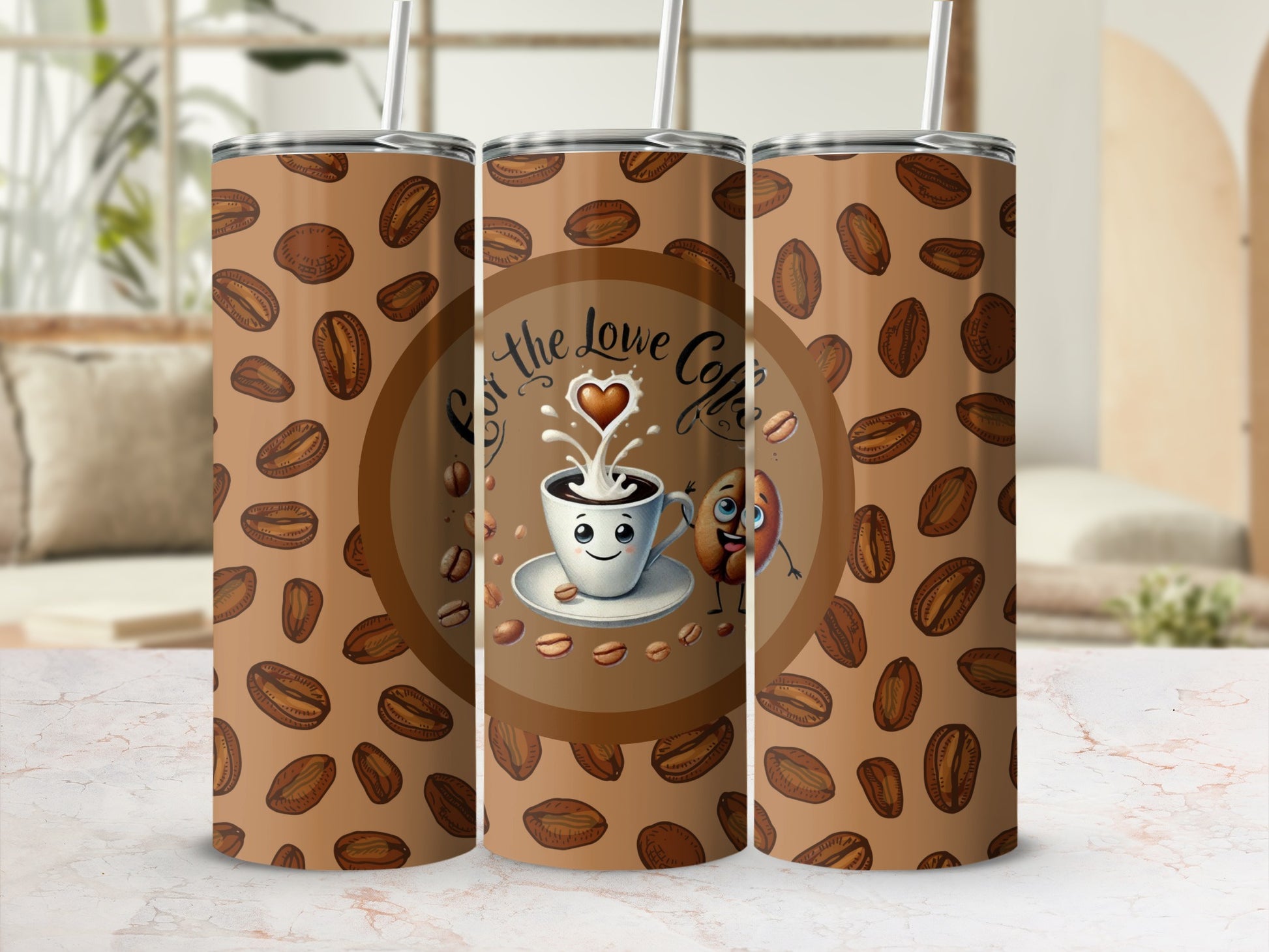 Cute Coffee Lover Design with Coffee Beans Tumbler