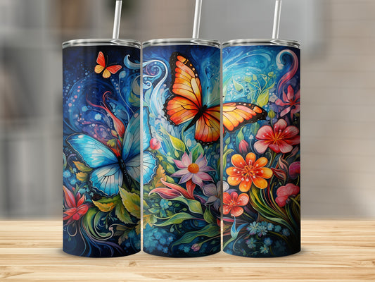 Colorful Butterfly and Floral Themed Tumbler Product