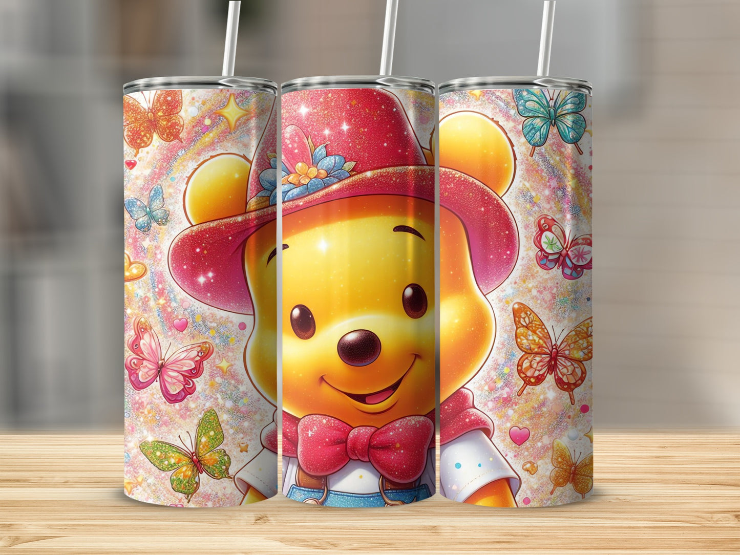 Colorful Cartoon Character and Butterflies Tumbler