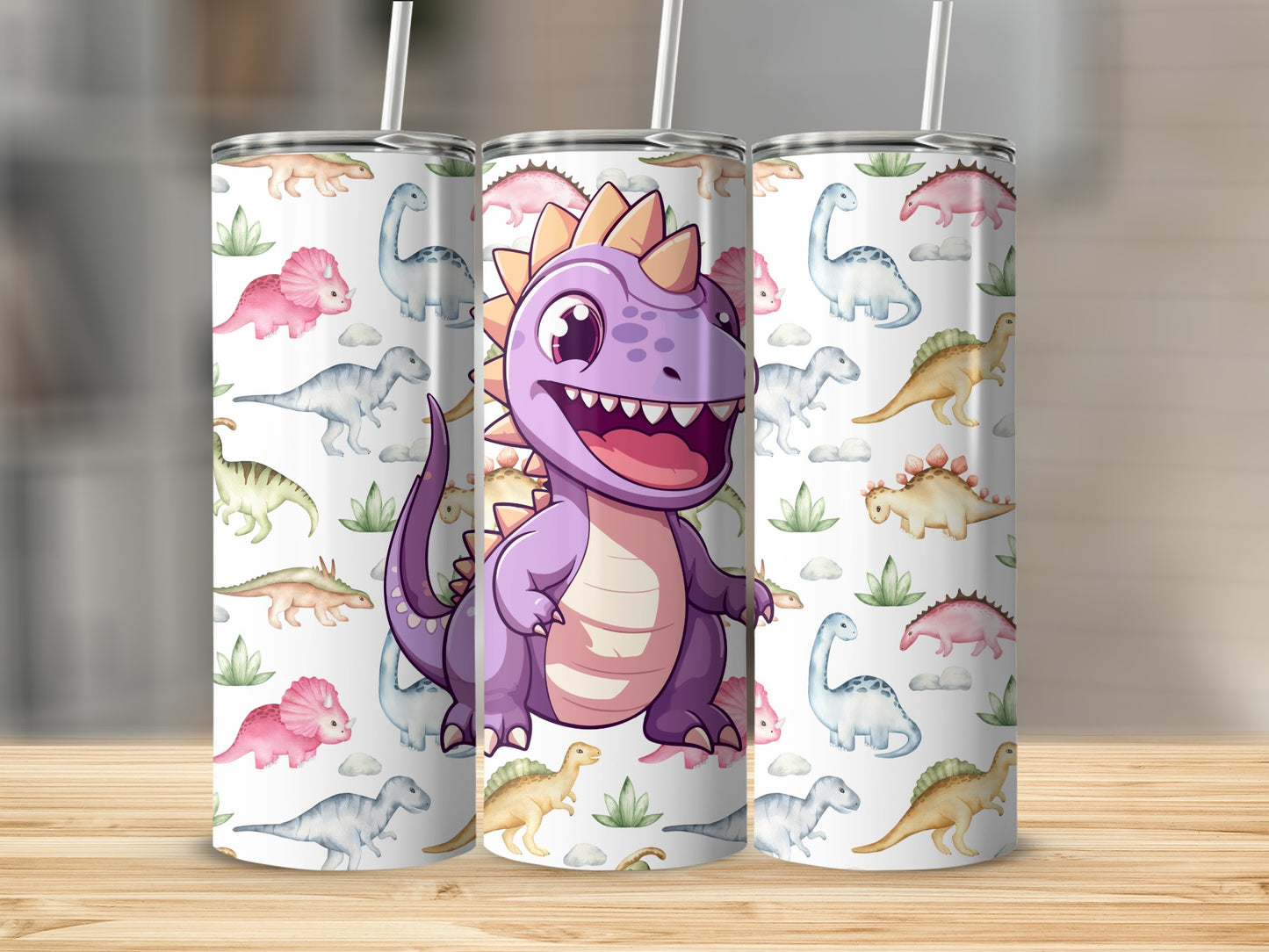 Cute Dinosaur Print Tumblers for Kids Drinkware