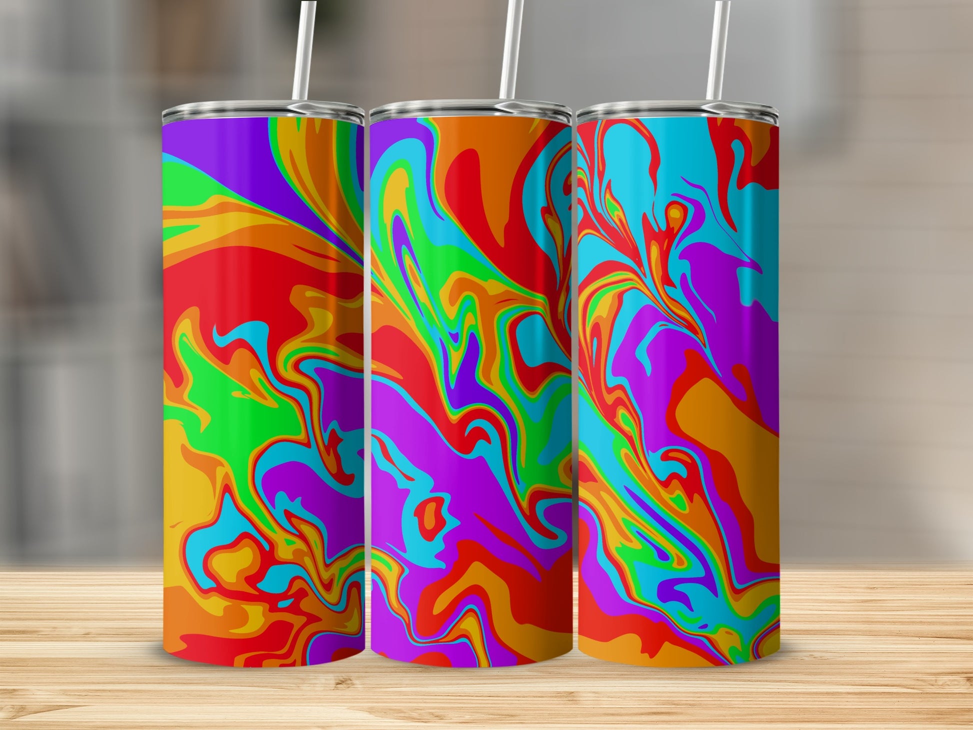 Vibrant Rainbow Swirl Patterned Tumbler product