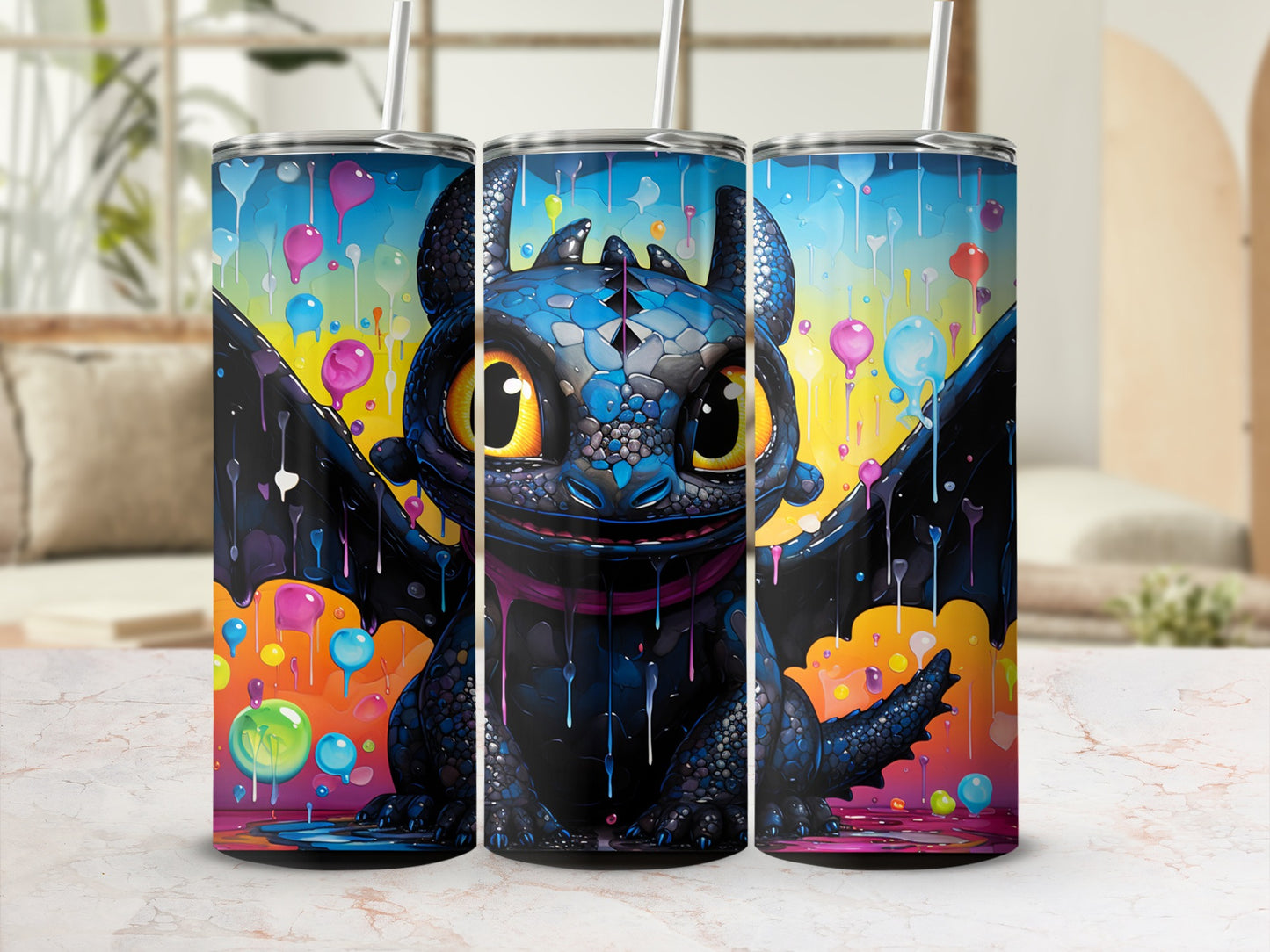 Colorful Dragon Art Stainless Steel Tumbler Product