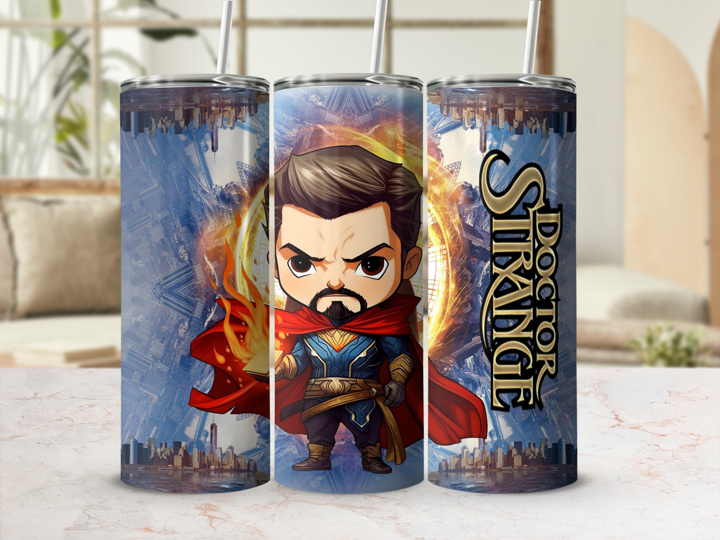 Doctor Strange Cartoon Design Tumbler Insulated Cup