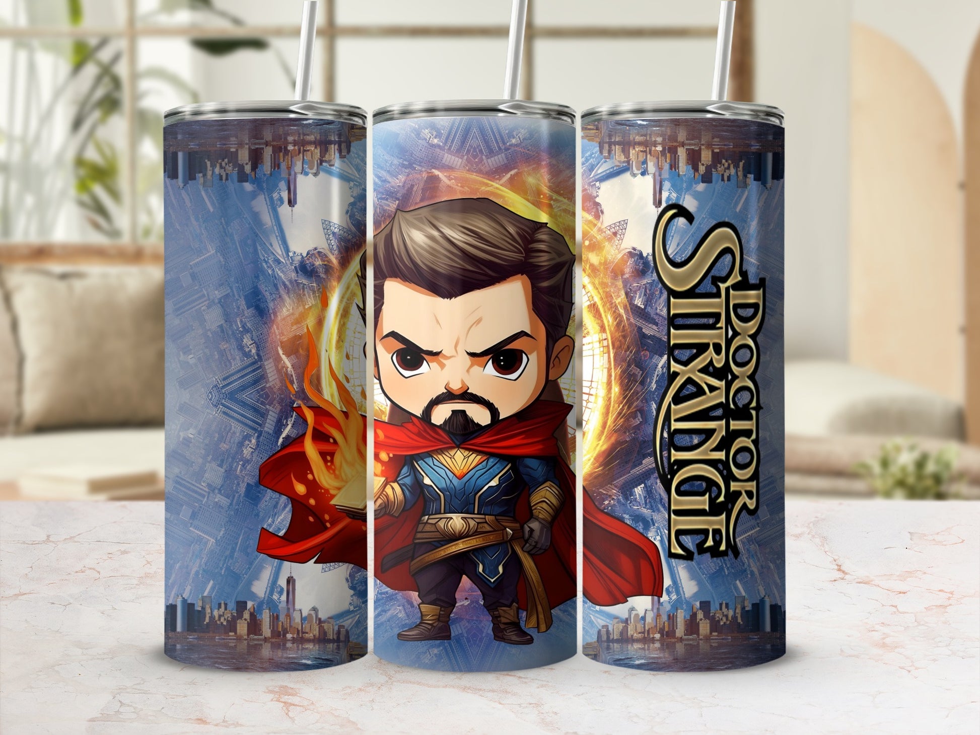 Doctor Strange Cartoon Design Tumbler Insulated Cup