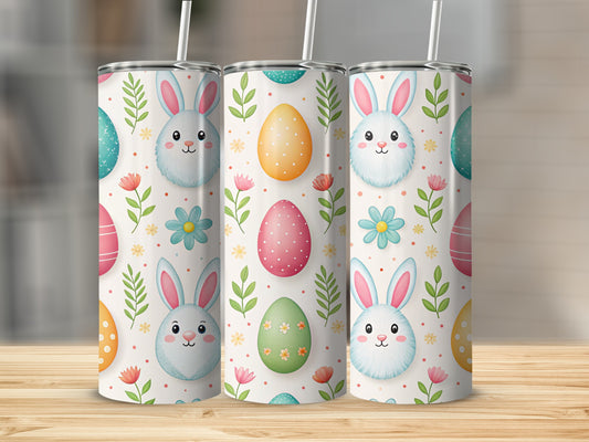 Easter tumblers with bunny and egg designs.