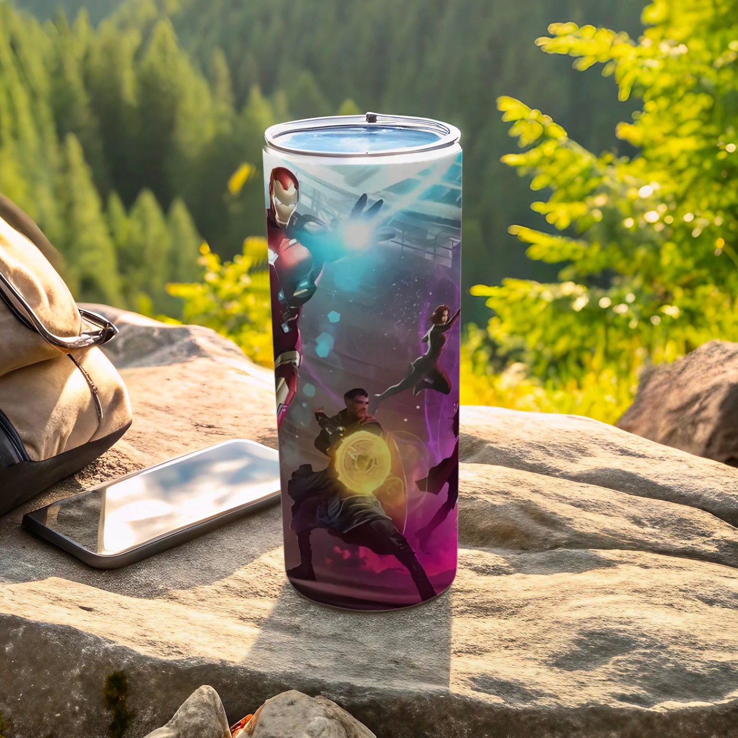 Superhero Team Design Travel Tumbler with Lid
