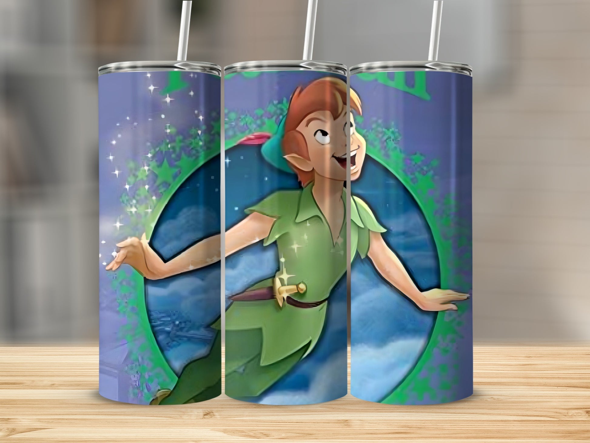 Flying Peter Pan Design Stainless Steel Tumbler