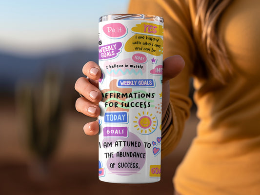 Motivational Affirmations for Success Travel Tumbler
