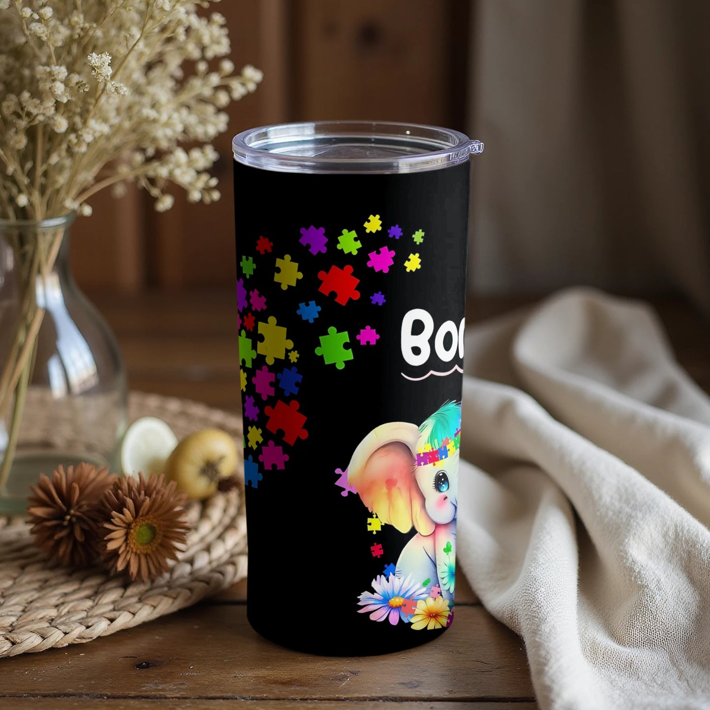 Cute Cartoon Elephant Puzzles Design Tumbler