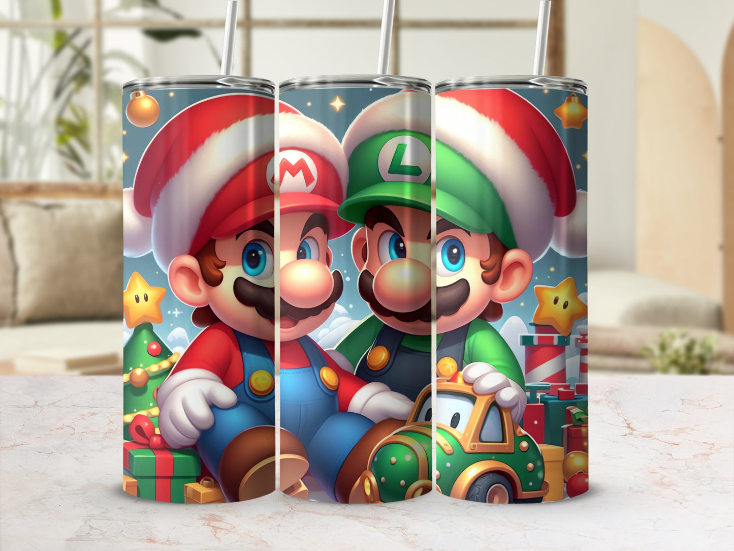 Festive Christmas Characters Design Tumbler Set