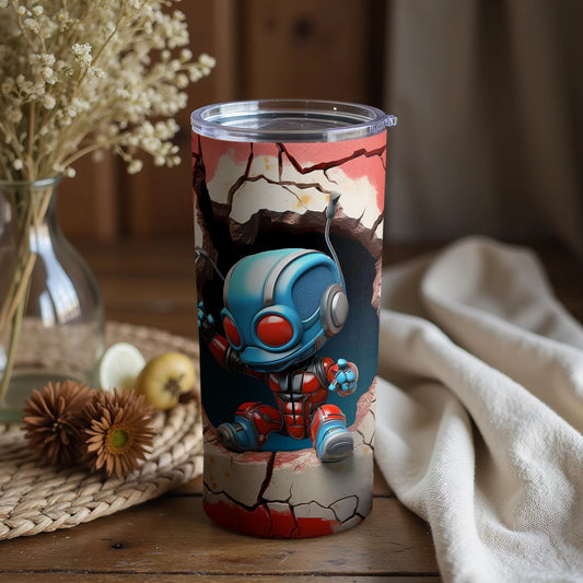 Ant-Man Inspired Tumbler with Cracked Wall Print Design