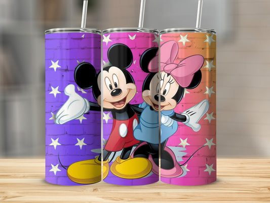 Colorful Tumbler with Cartoon Characters Design