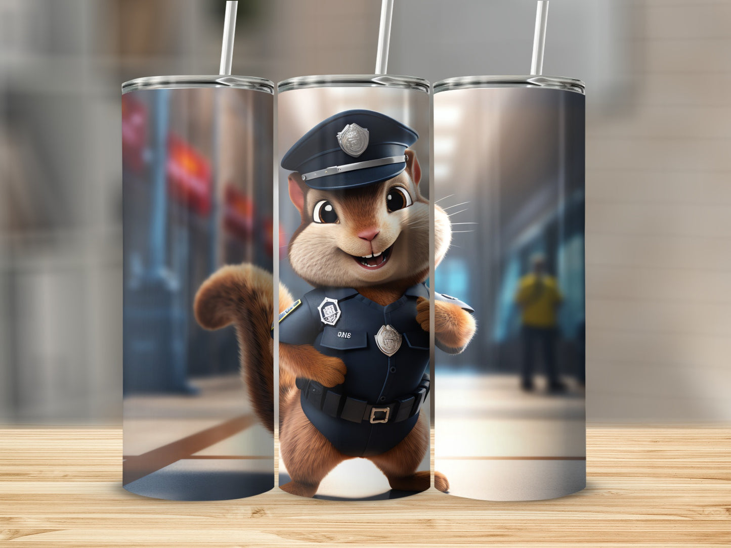 Happy Police Squirrel Officer Cartoon Character Tumbler product type