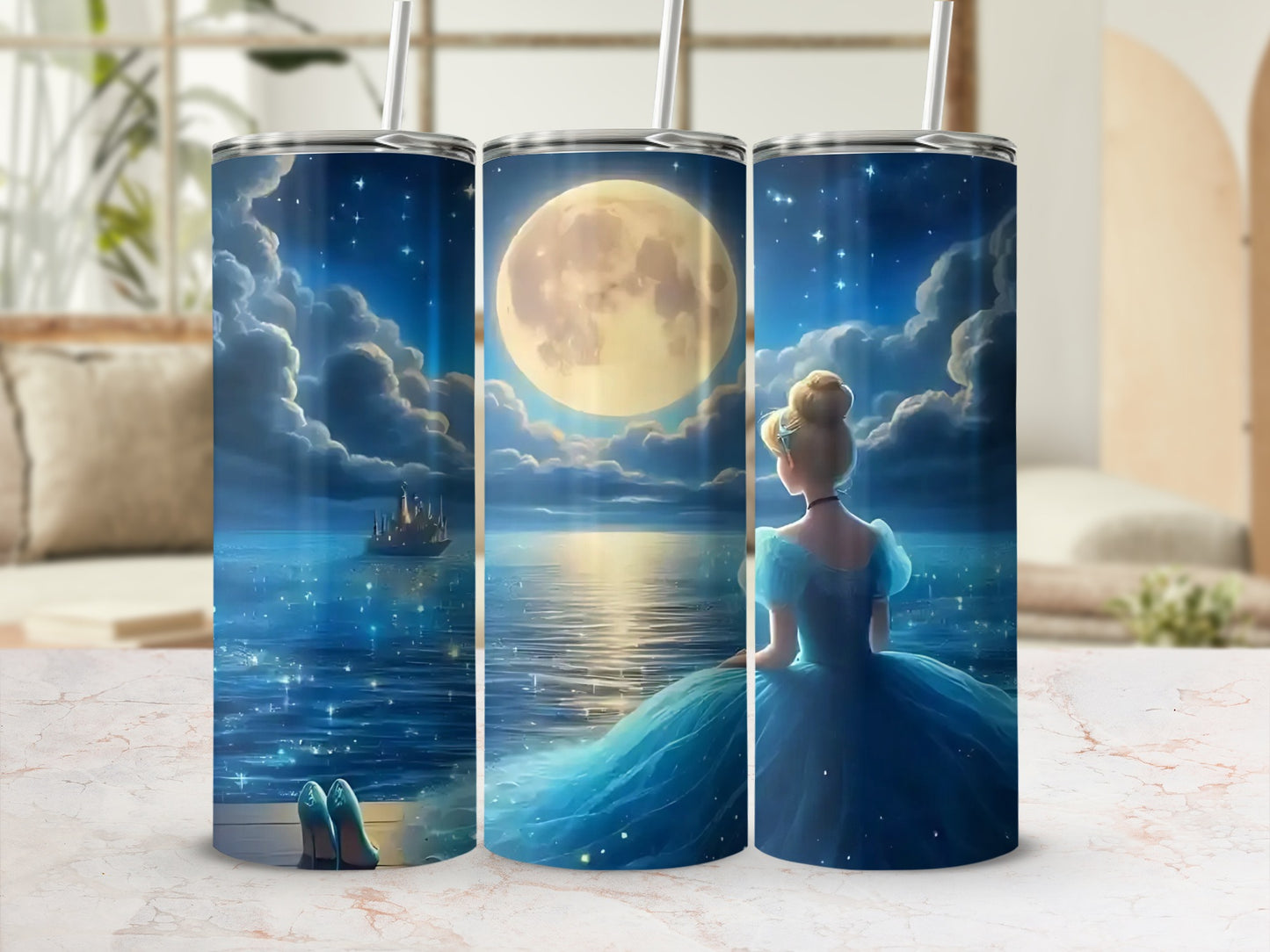 Fairy Tale Moonlit Night Scene Tumbler 20oz