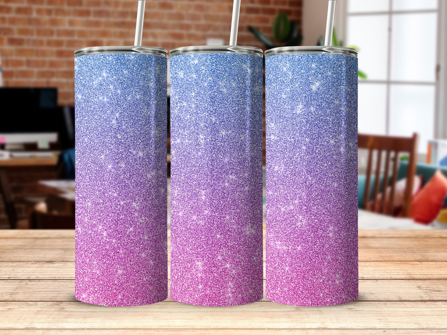 Glittery Ombre Design Insulated Tumbler