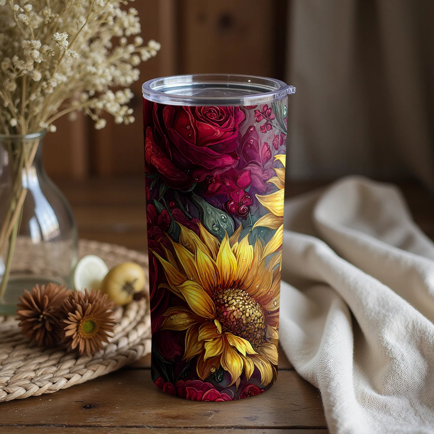 Elegant Floral Insulated Travel Tumbler Product