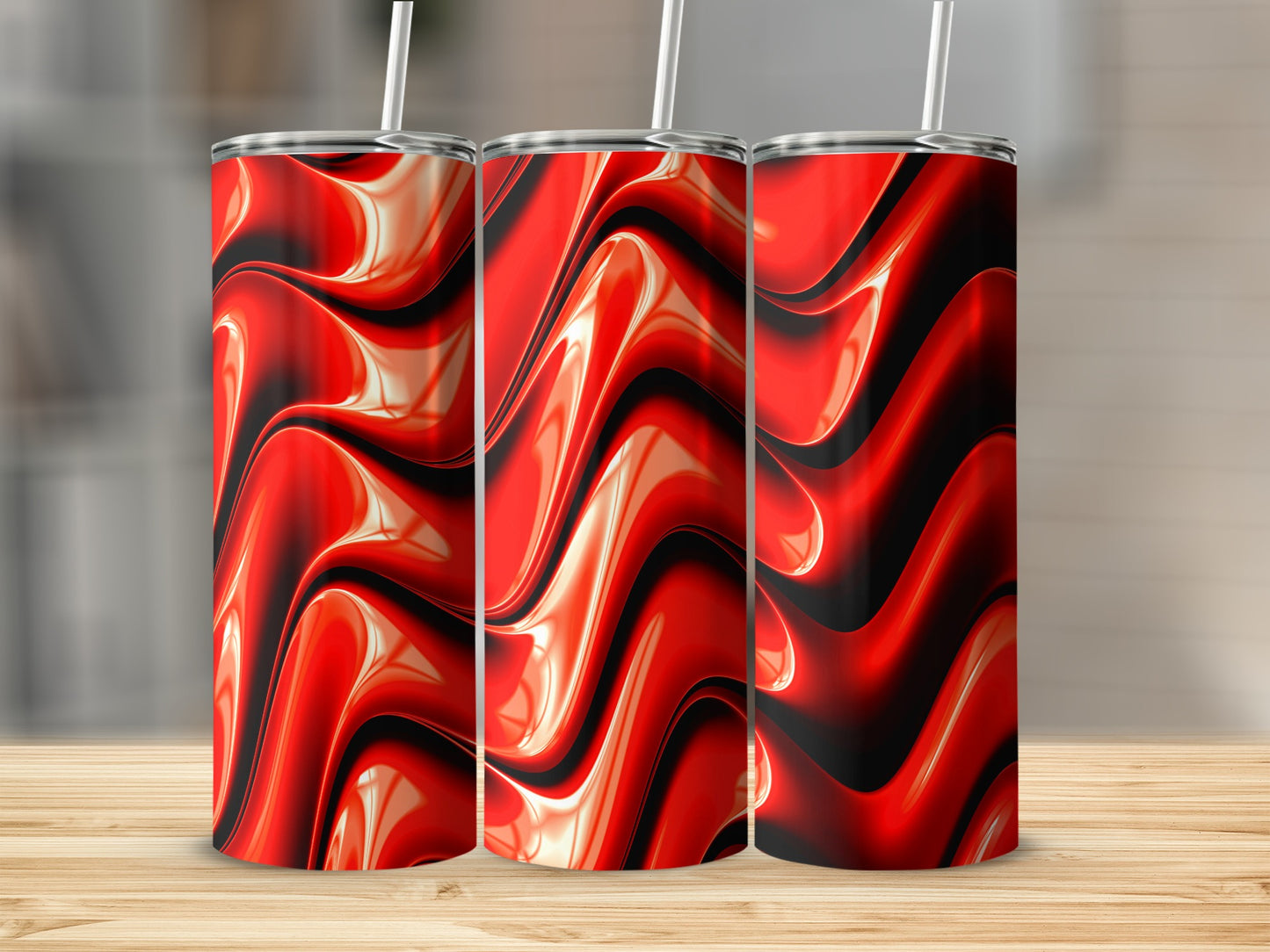Red Abstract Curves Elegant Fluid Art Pattern Tumblers