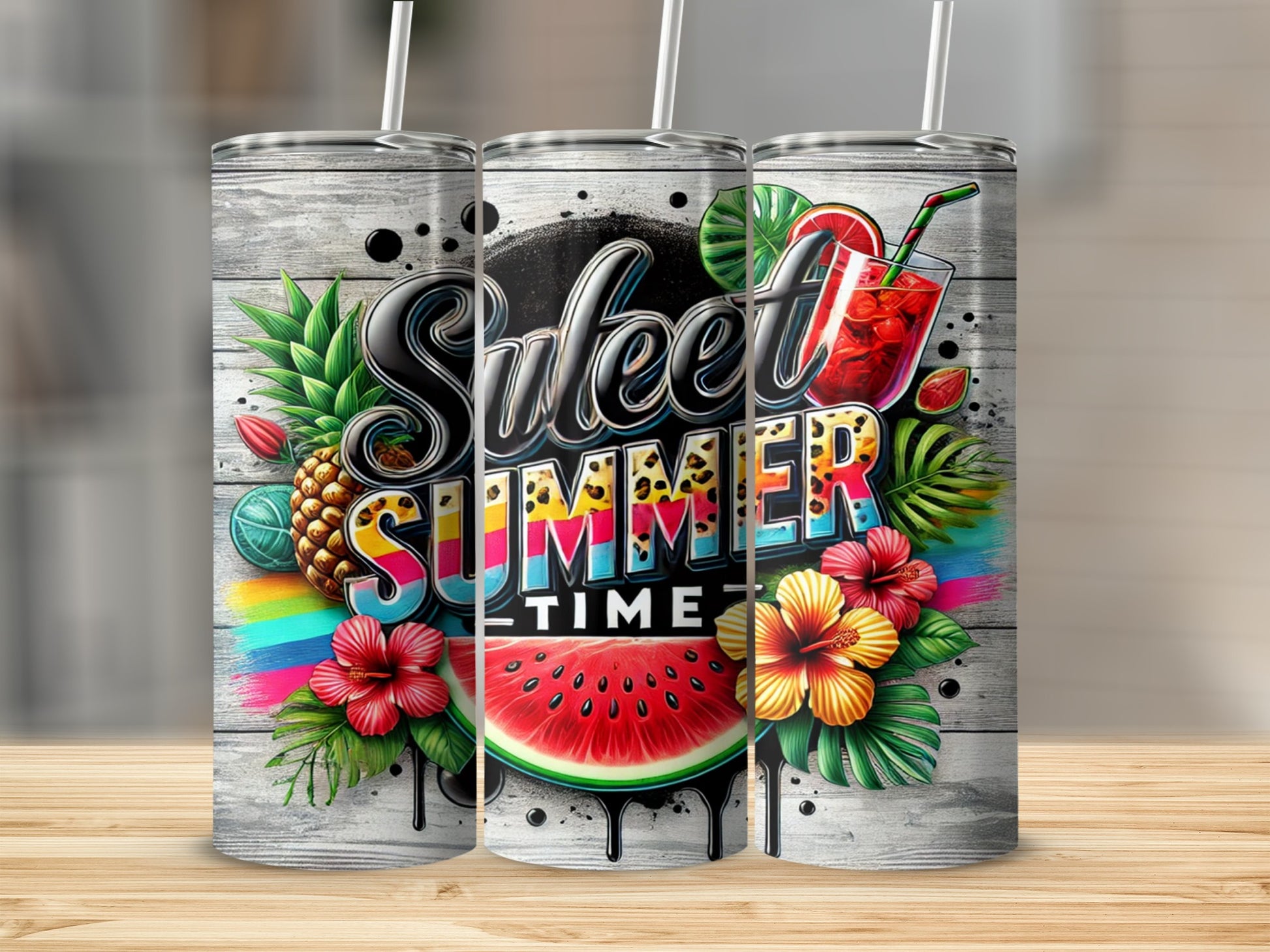 Sweet Summer Time Vibrant Custom Tumbler Design