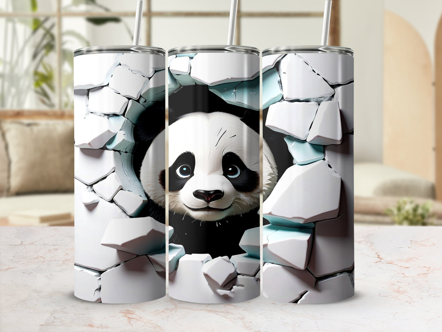 Cute Panda Breaking Through Design Tumbler Product