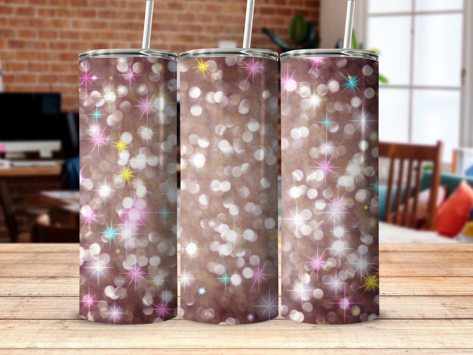 Sparkling Glitter Bokeh Design Insulated Tumbler