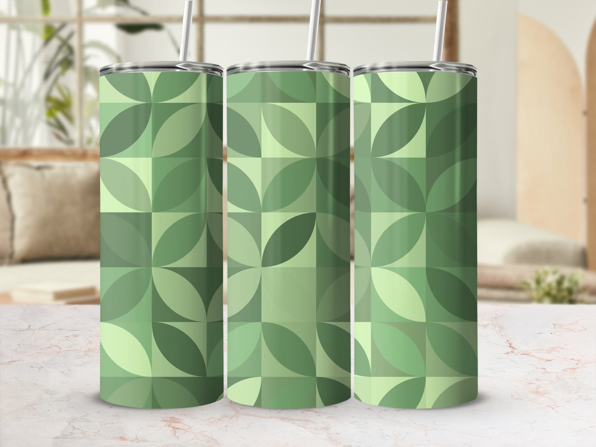 Geometric Leaf Pattern Insulated Tumbler Product