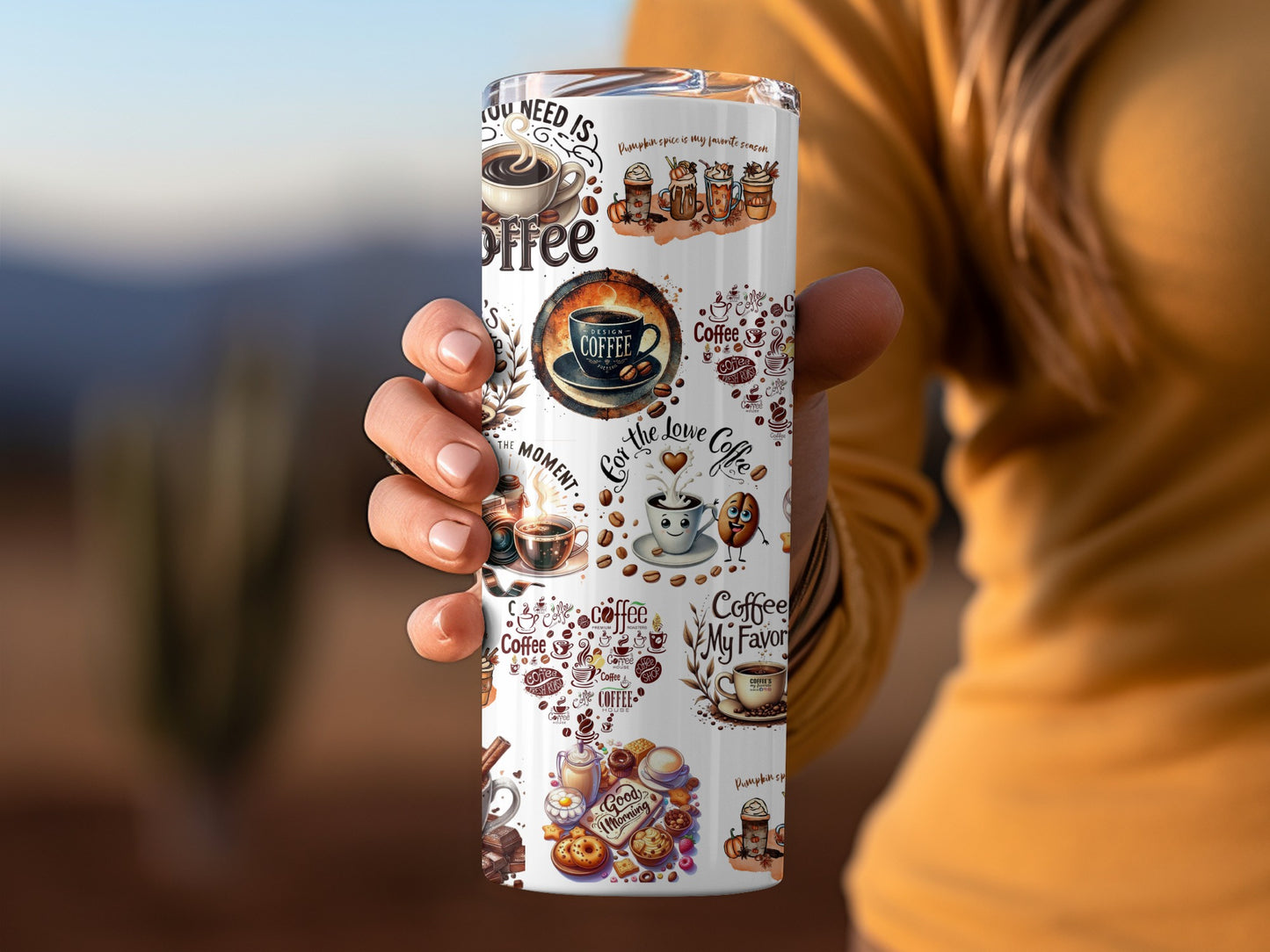 Coffee Theme Insulated Tumbler Perfect for Hot Beverages