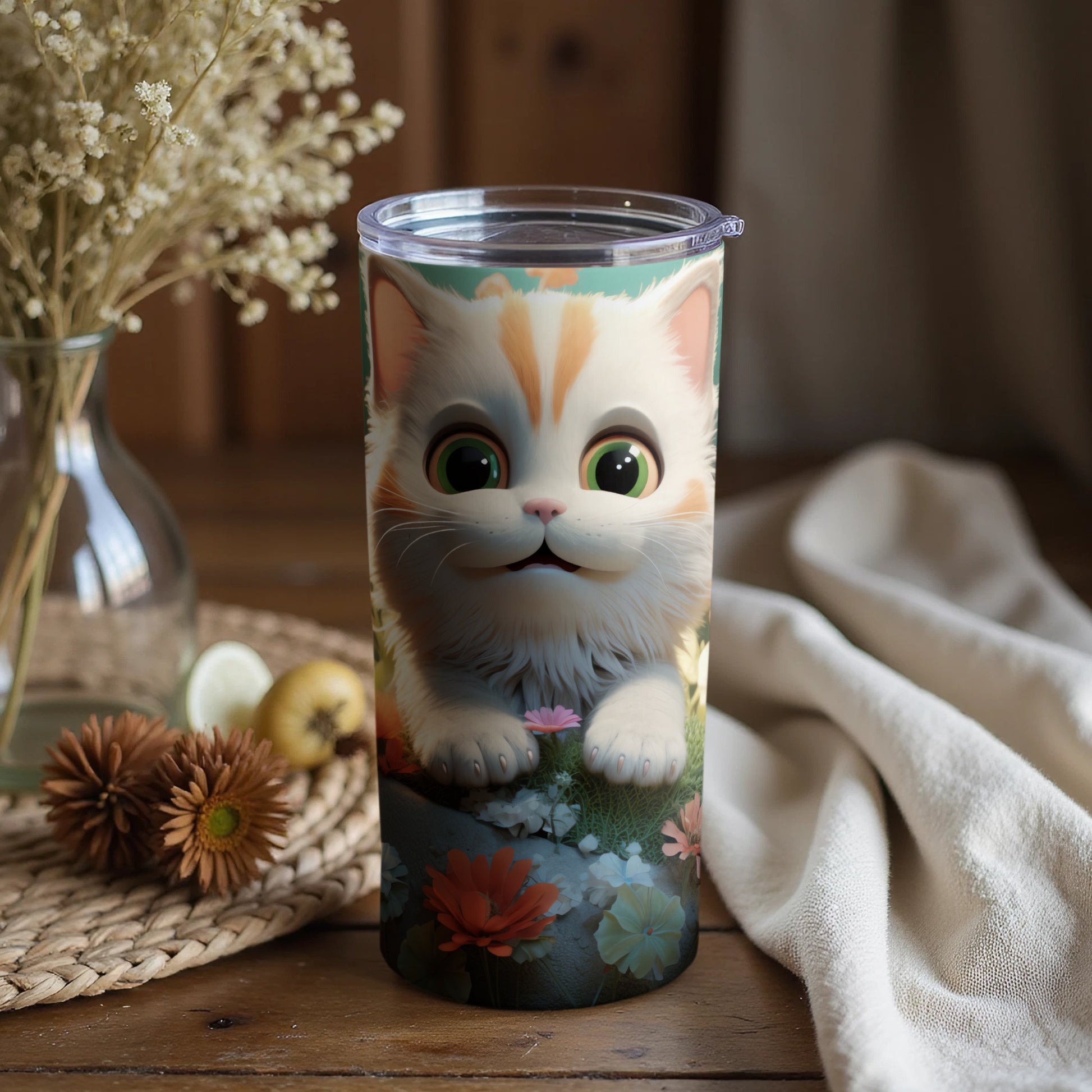 Adorable Green Eyed Cat Graphic Tumbler product type