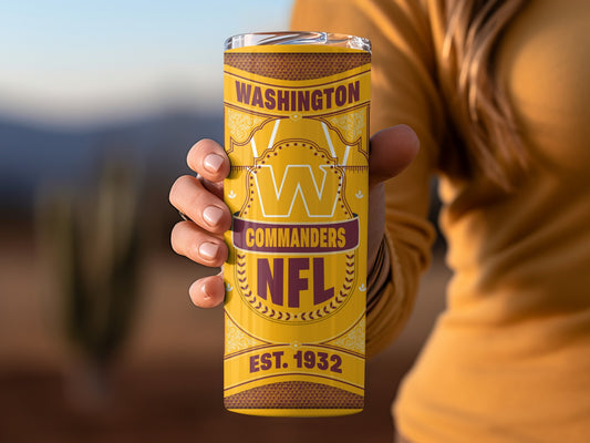 Washington Commanders Logo EST 1932 NFL Design Tumbler