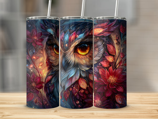 Enchanting Owl and Floral Art Tumbler Drinkware