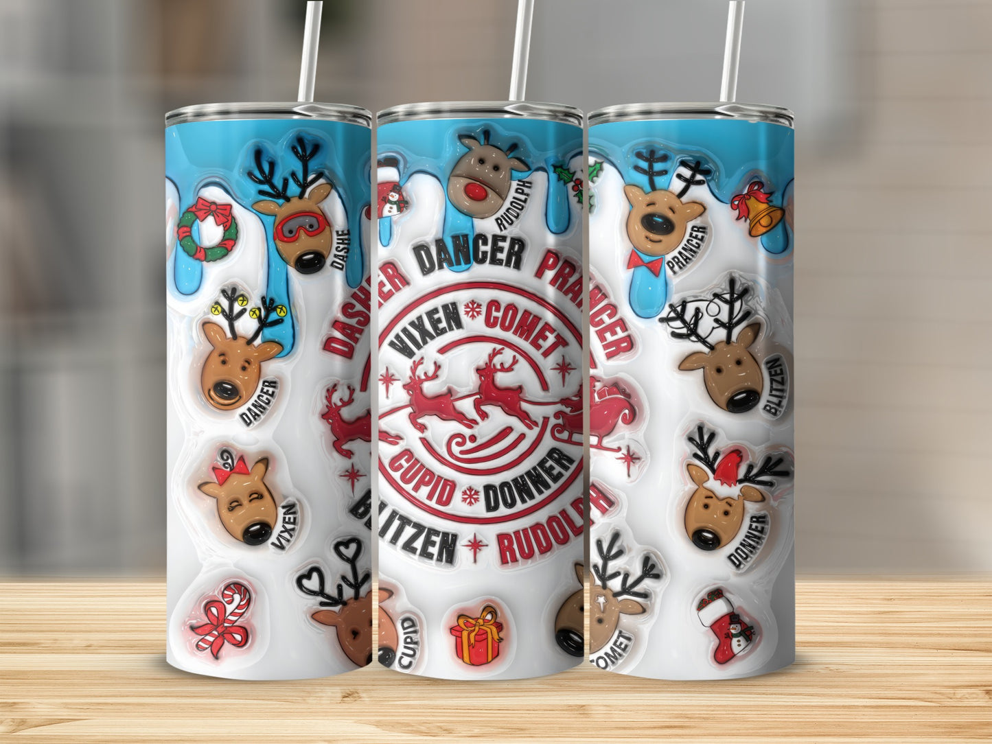 Festive Reindeer Design with Rudolph Christmas Tumbler