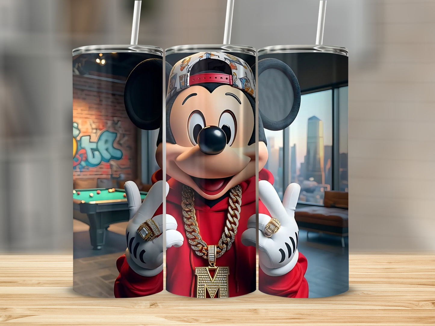 Cool Mouse Character Urban Backdrop Tumbler Cup