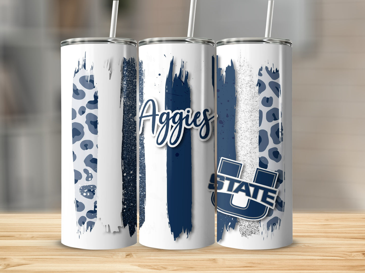 Aggies Utah State Mascot Brush Strokes Design Tumblers