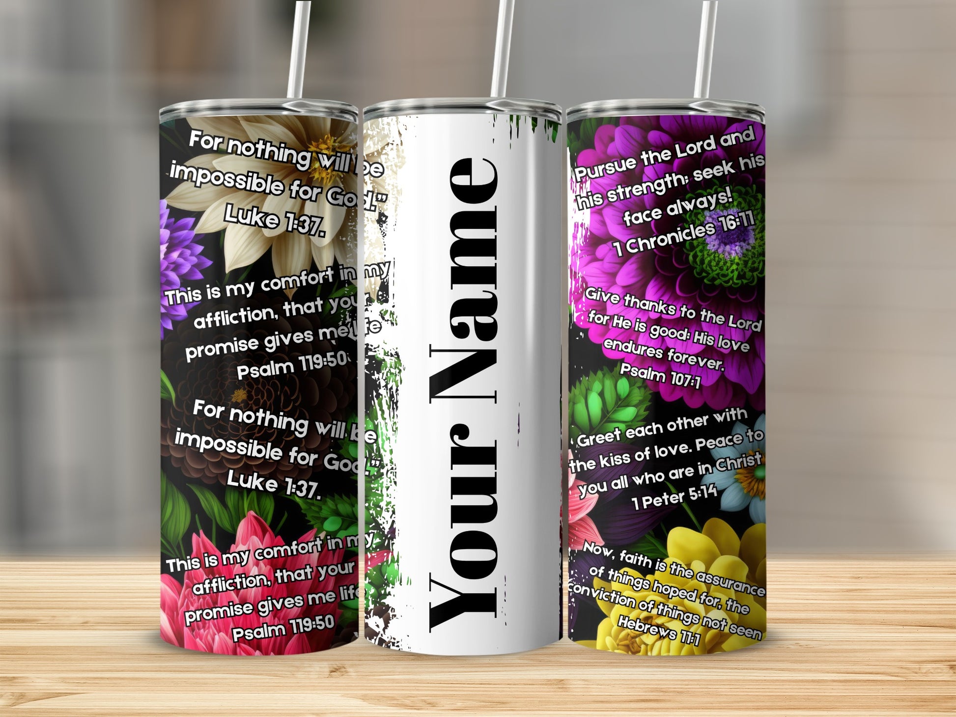 Personalized Tumbler with Inspirational Bible Verses