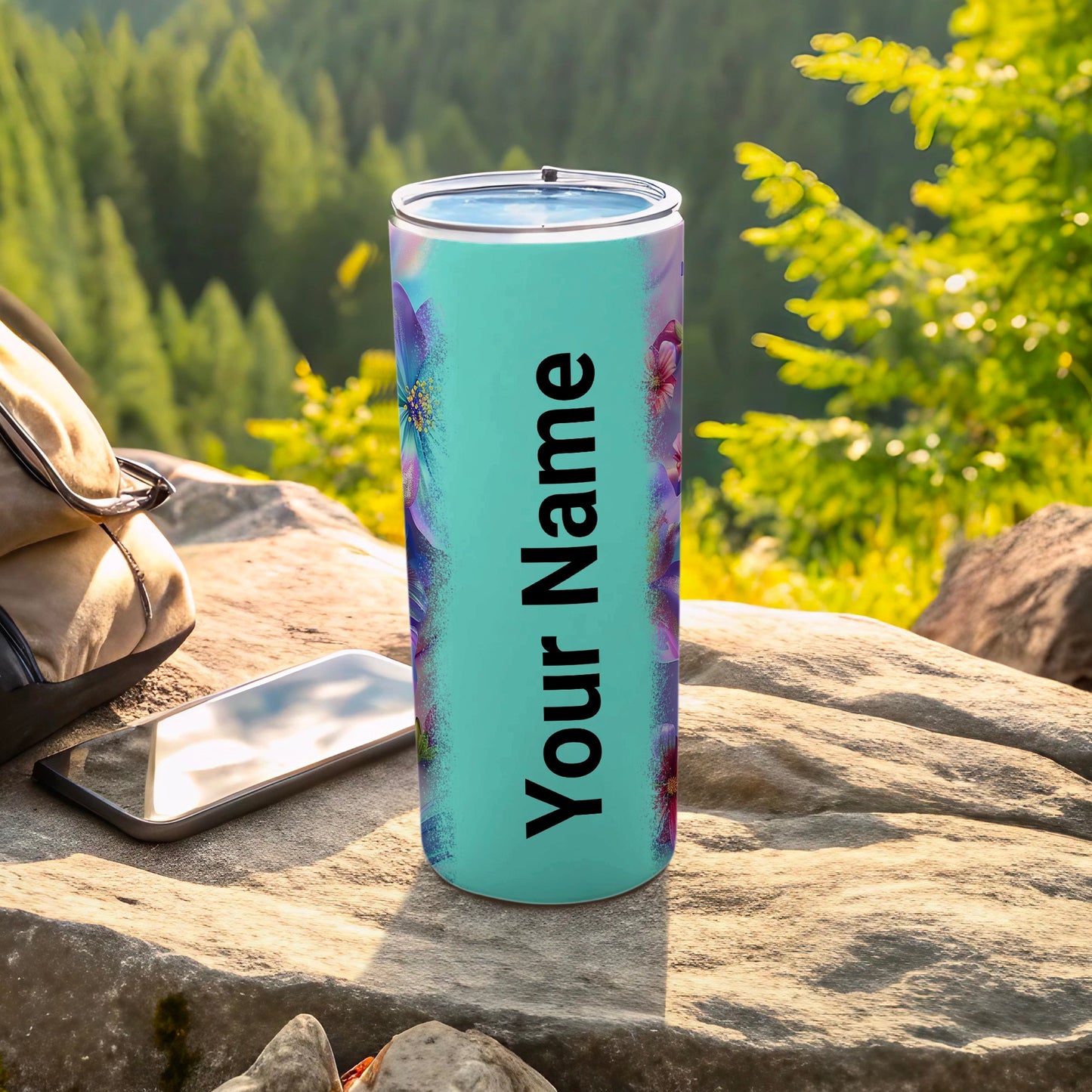 Customizable Your Name Floral Design Tumbler