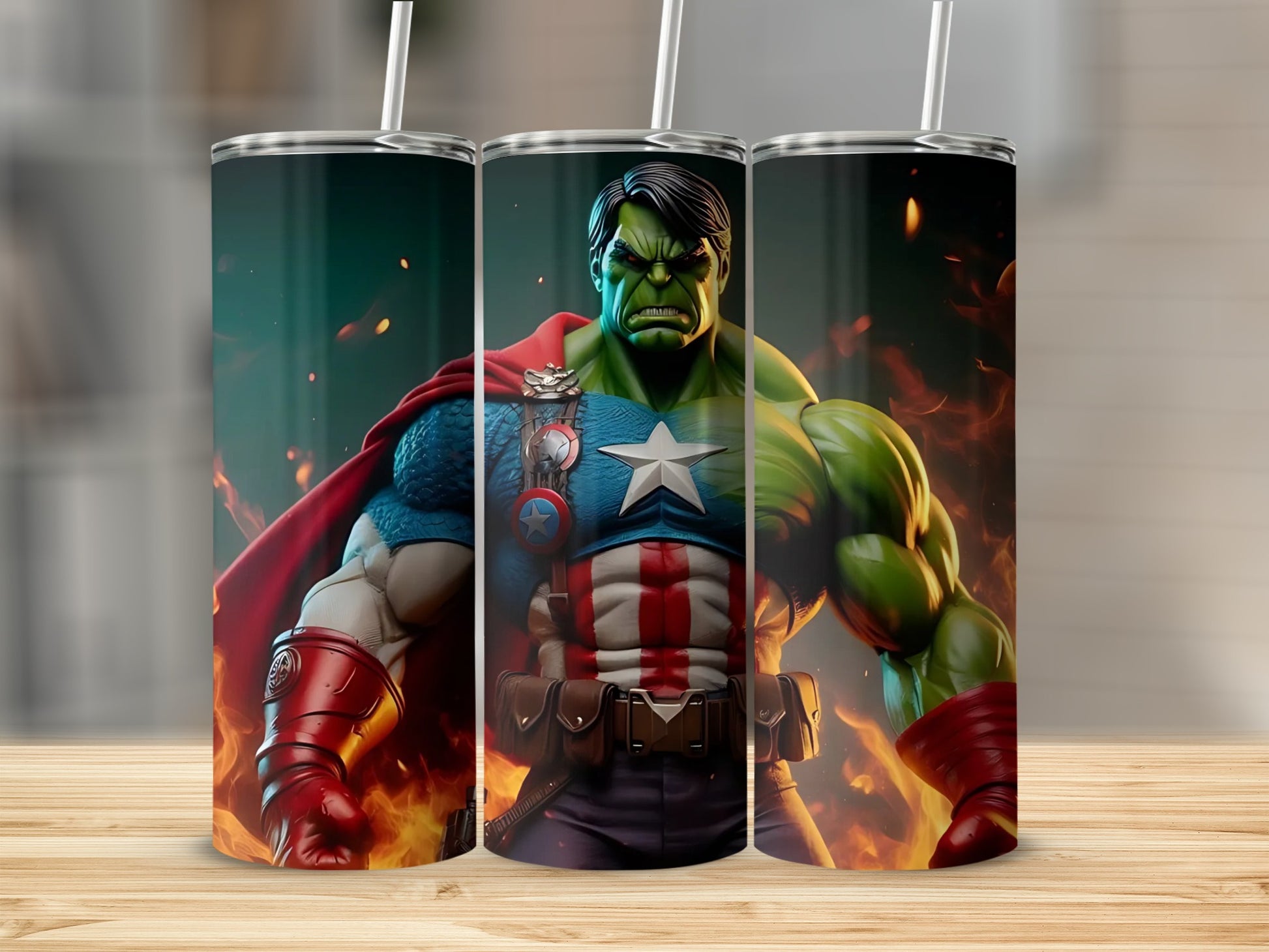 Superhero Green Muscle Tumbler with Star Design Product