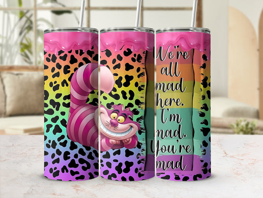 We're All Mad Here Gradient Leopard Print Tumbler