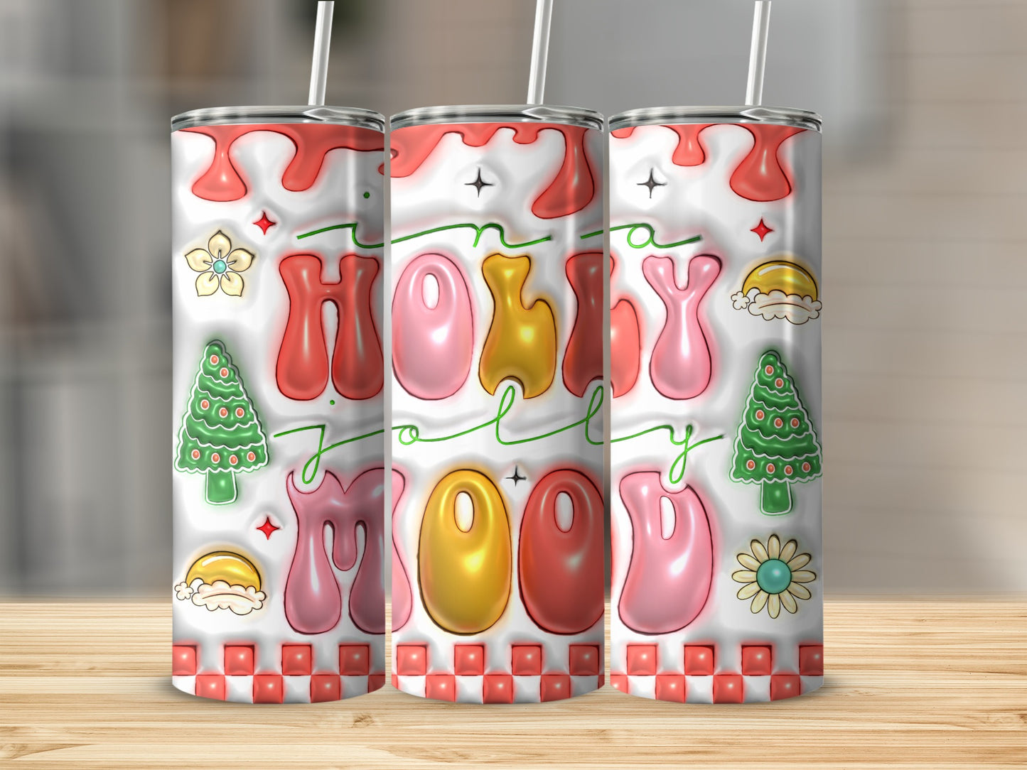 Festive Christmas Holiyay Mood Tumblers Colorful Holiday